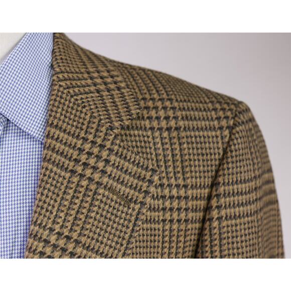 Lanvin Paris Vintage Brown Green Plaid Knit Wool 2-Btn Sportcoat Blazer 42L - Picture 4 of 8